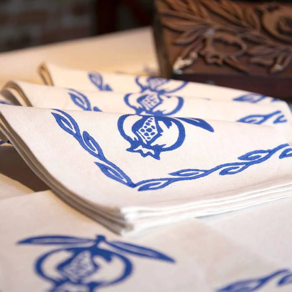 Ubrousek ve smíšeném povlečení s jedinečným kouskem ruky vyrobeným v Itálii - značky Viadurini