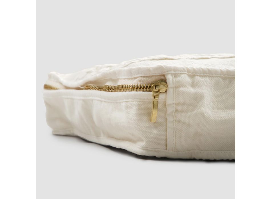 Velká lněná a bavlněná kosmetická taška s krajkou Farnese a zipem, 2 povrchové úpravy - Mike Viadurini