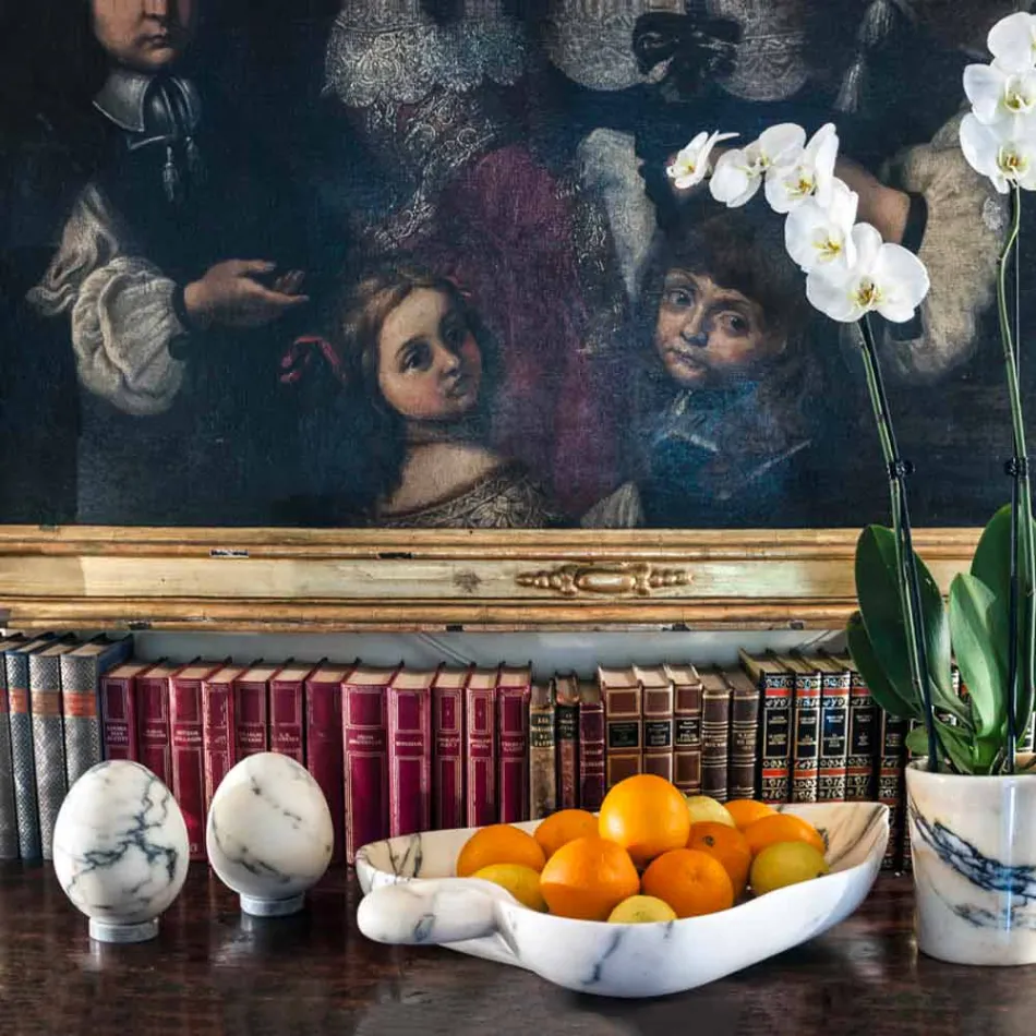 Střední dekor vajec v mramoru Paonazzo Elegantní design vyrobený v Itálii - Olimo Viadurini