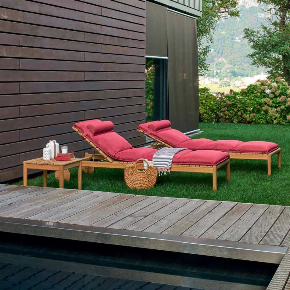 Varaschin Lehátka s čárovým kódem s venkovními koly z teakového dřeva Viadurini