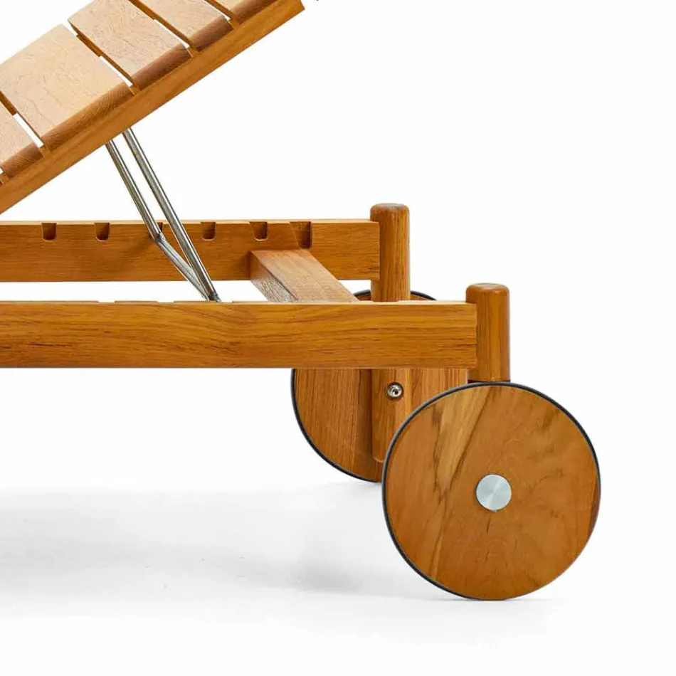 Varaschin Lehátka s čárovým kódem s venkovními koly z teakového dřeva Viadurini