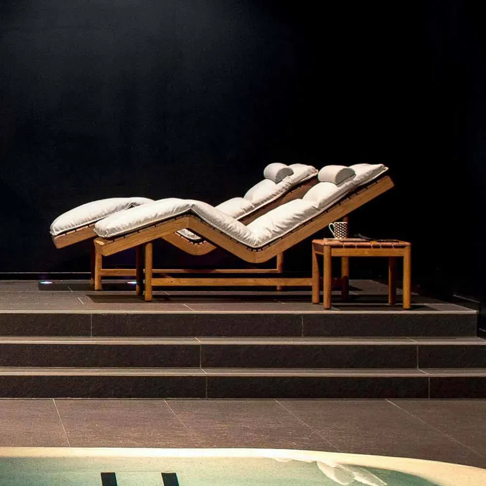 Varaschin Barcode současná zahradní postel / vnitřní teak Viadurini