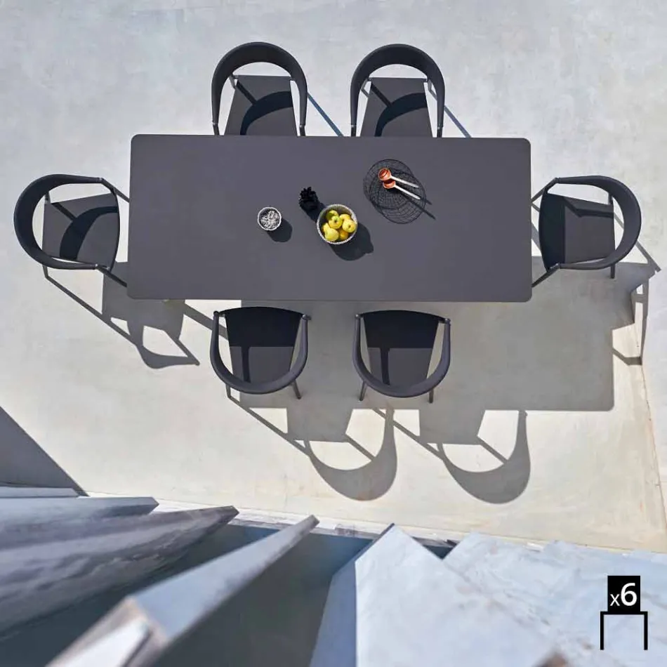 Varaschin Clever židle moderního designu zahrady, 6 ks Viadurini