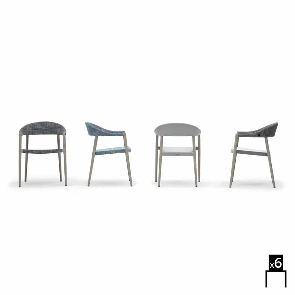 Varaschin Clever židle moderního designu zahrady, 6 ks Viadurini