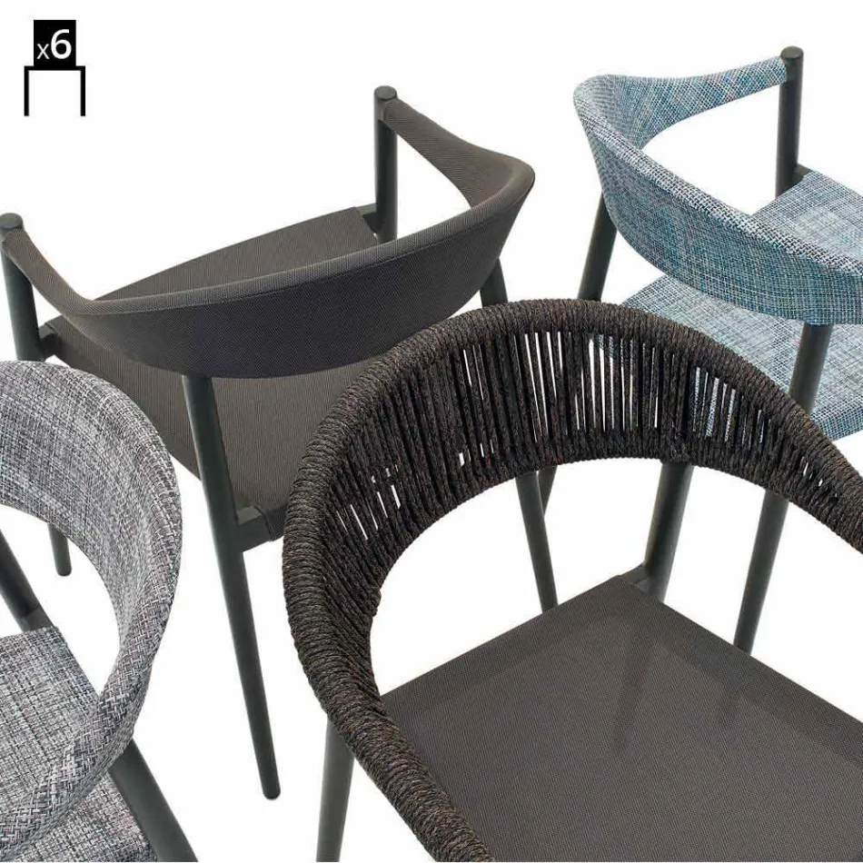 Varaschin Clever židle moderního designu zahrady, 6 ks Viadurini