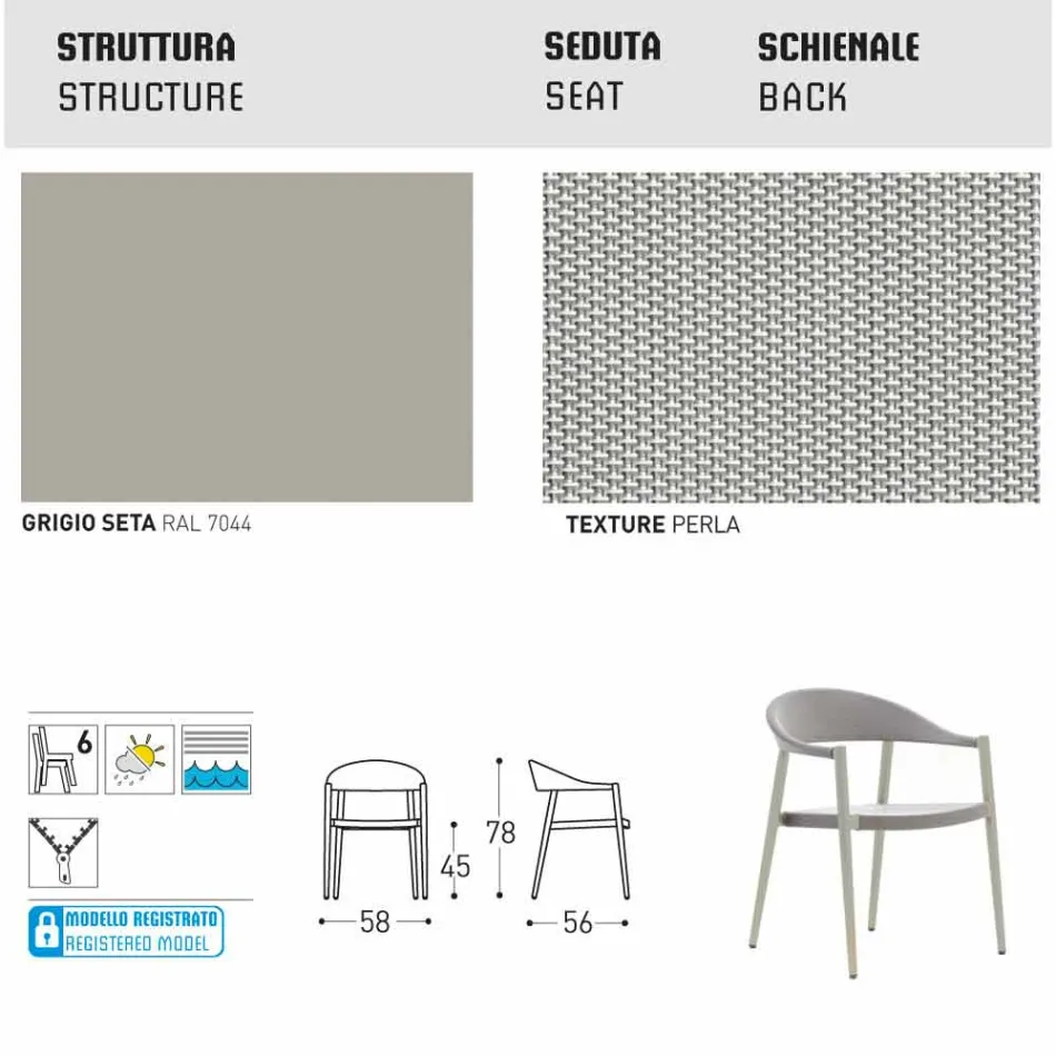 Varaschin Clever židle moderního designu zahrady, 6 ks Viadurini