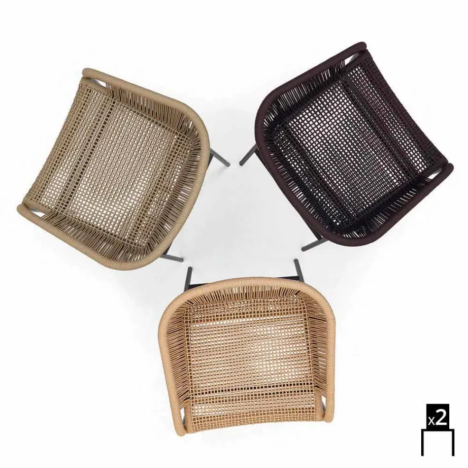 Varaschin Cricket židle s ručně tkaný vnější, 2 ks Viadurini