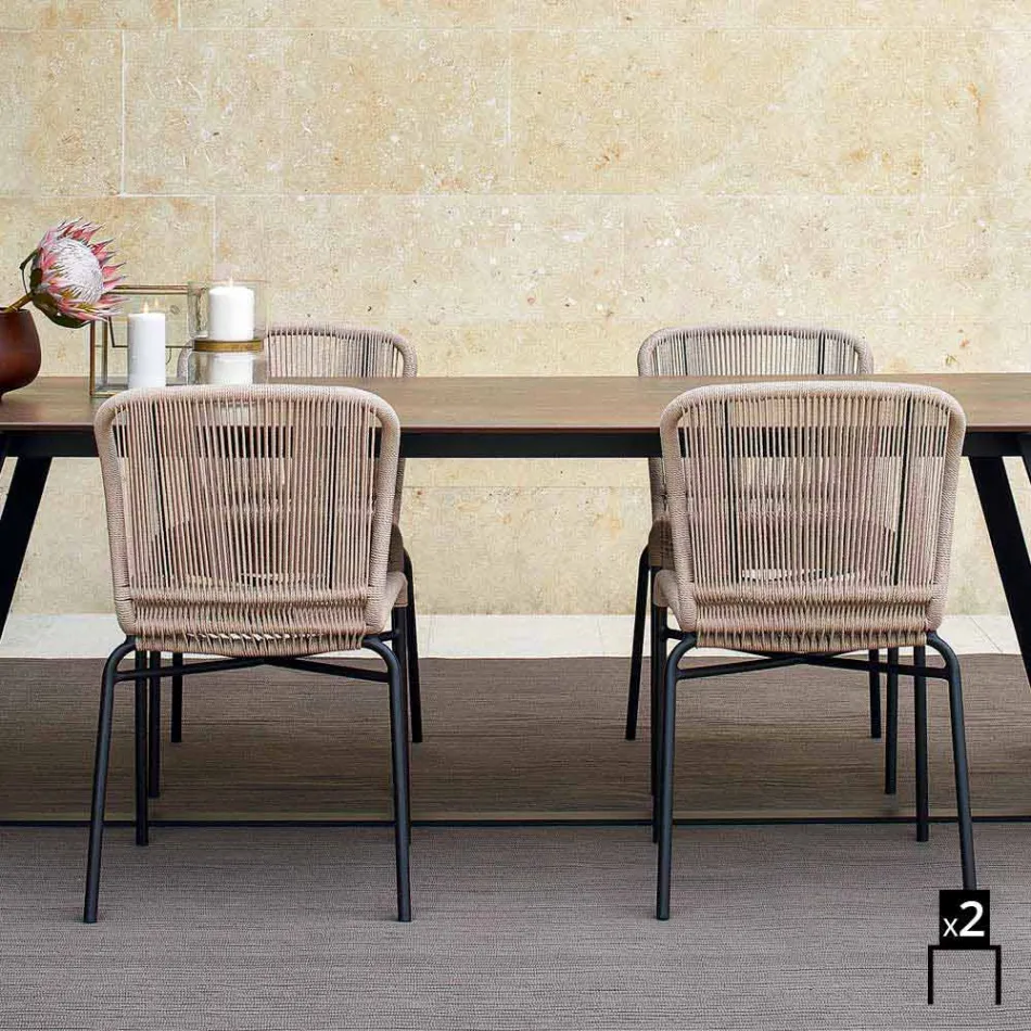 Varaschin Cricket venkovní židle moderní tkaná ručně, 2 ks Viadurini