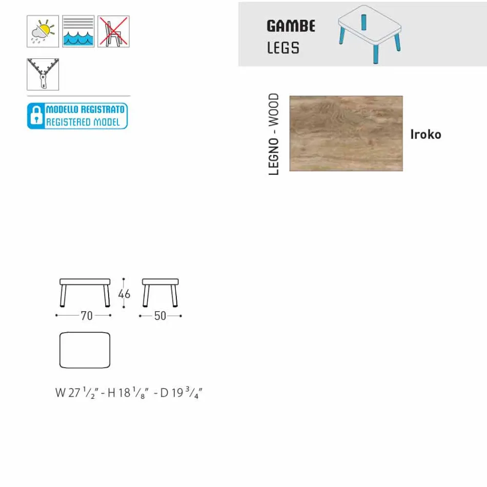 Varaschin Emma design venkovní podnožka v čalouněné tkanině Viadurini