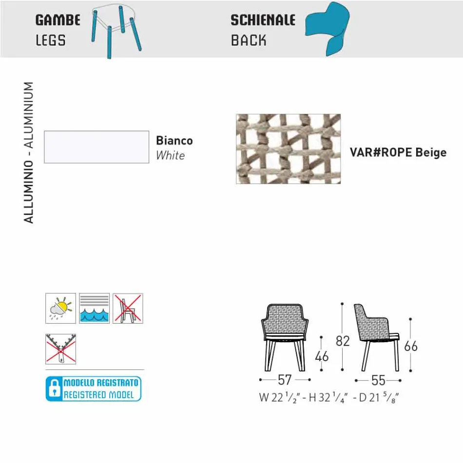 Varaschin Emma polstrované venkovní křeslo moderního designu Viadurini