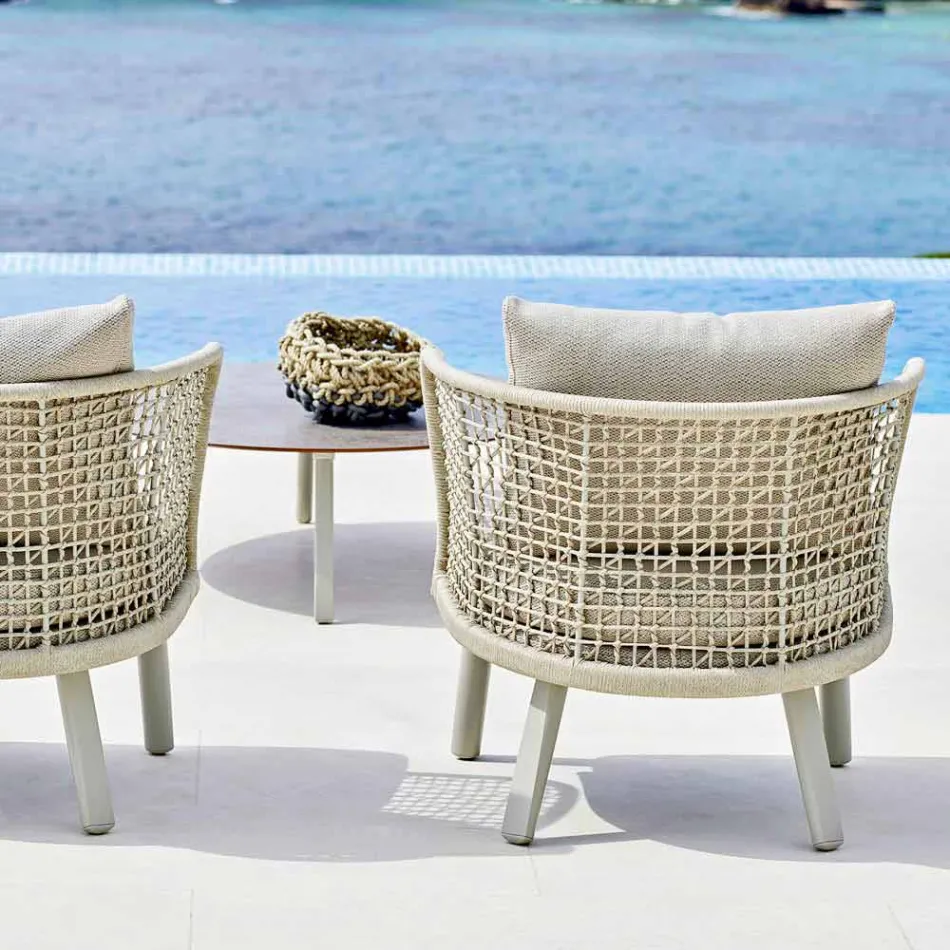 Varaschin Emma zahradní křeslo čalouněné látkou a kovem Viadurini