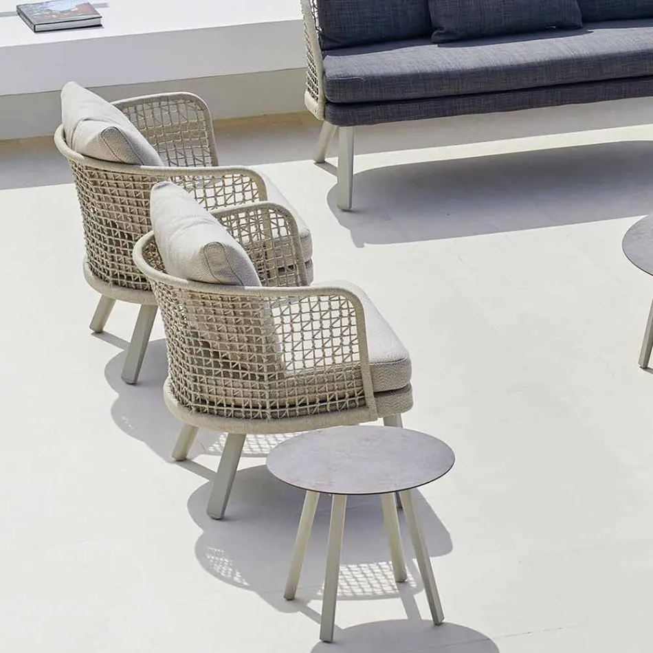 Varaschin Emma zahradní křeslo čalouněné látkou a kovem Viadurini