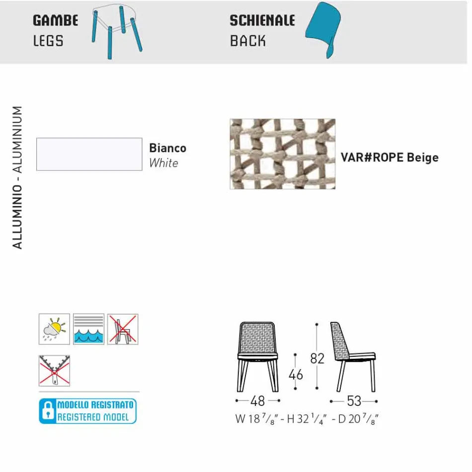 Varaschin Emma designová venkovní židle z tkaniny a hliníku Viadurini