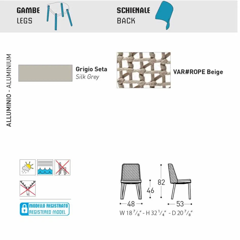 Varaschin Emma designová zahradní židle z tkaniny a hliníku Viadurini
