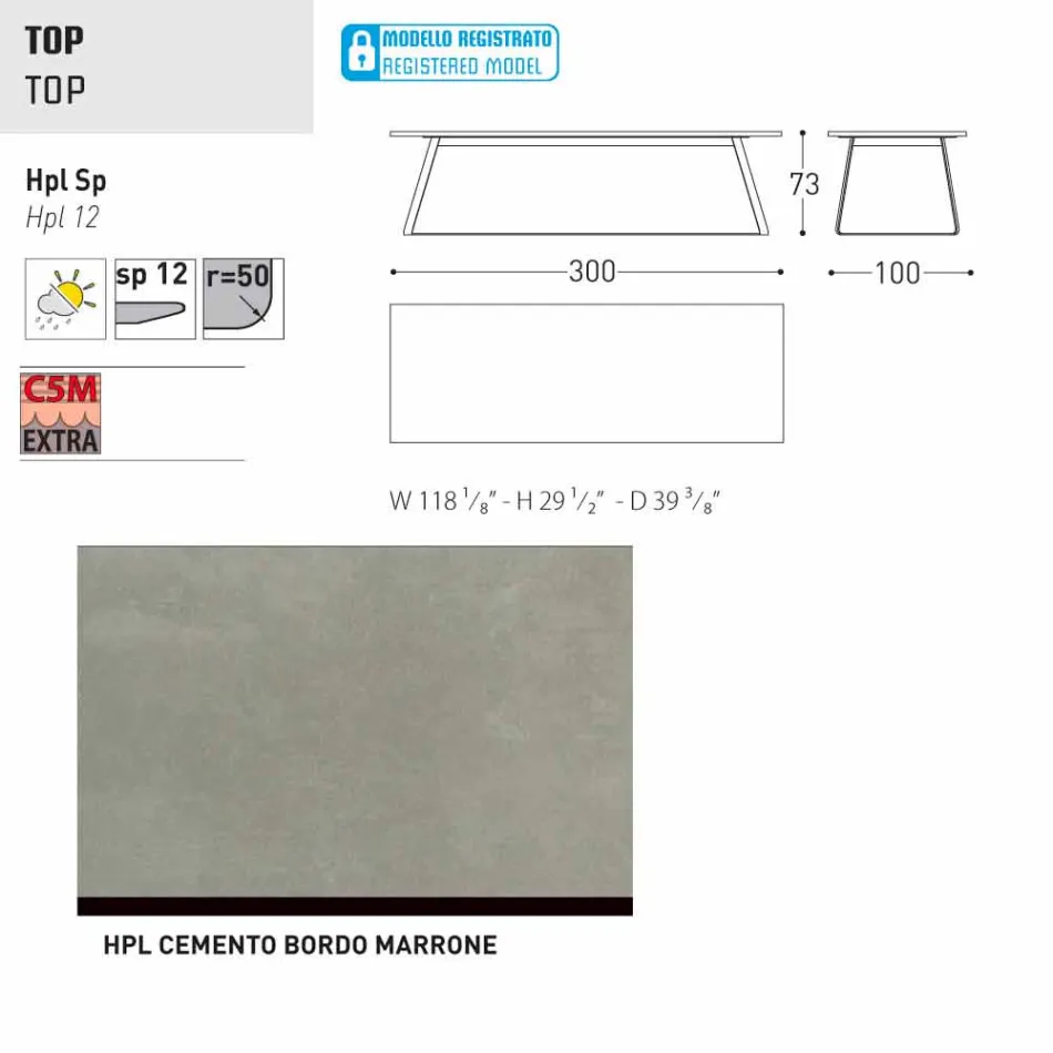 Varaschin Kolonaki Tabulka moderní zahrady v různých velikostech Viadurini