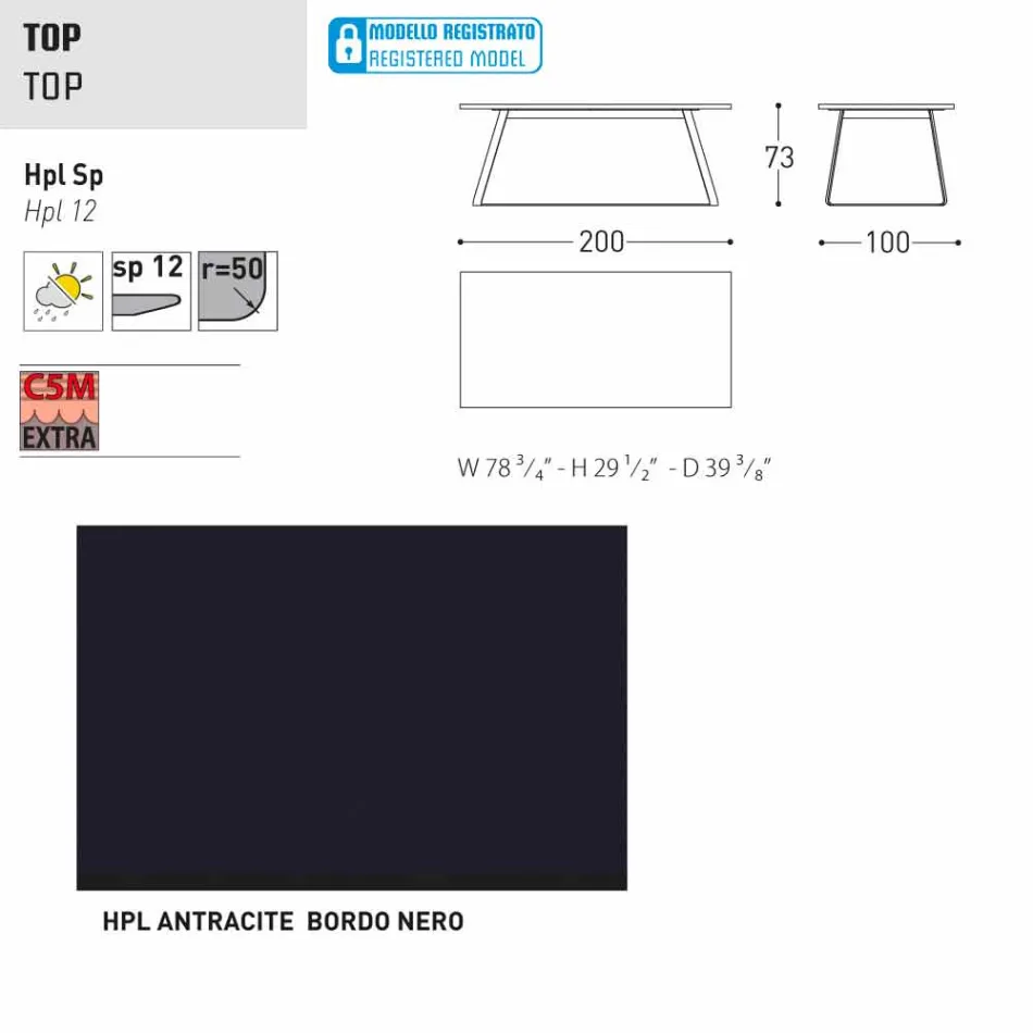 Varaschin Kolonaki Tabulka moderní zahrady v různých velikostech Viadurini