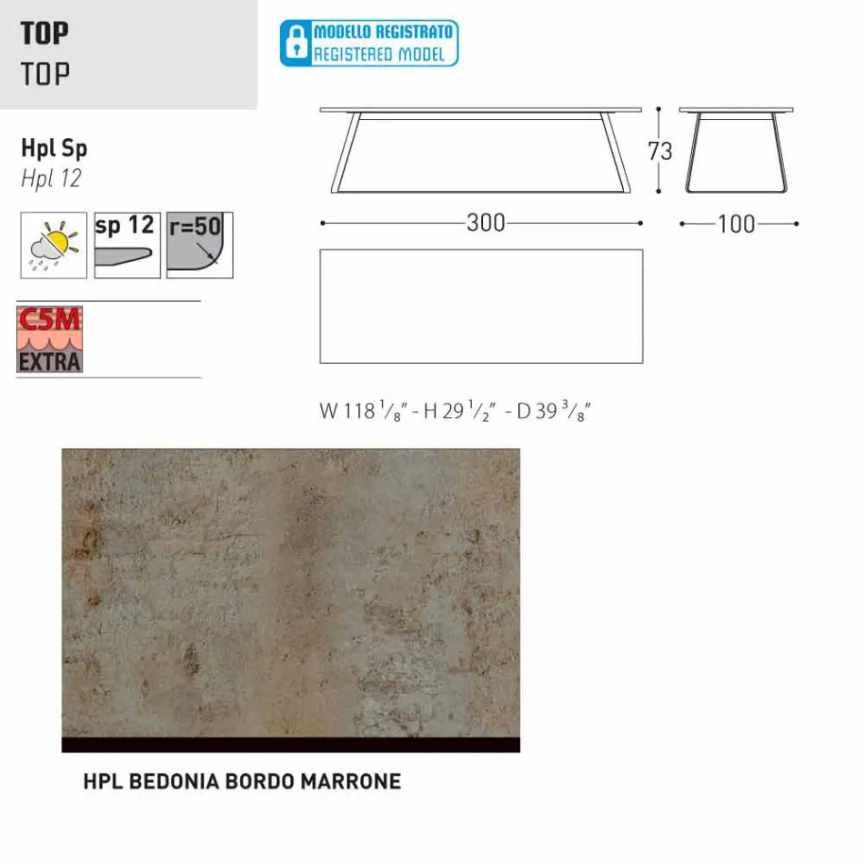 Varaschin Kolonaki Tabulka moderní zahrady v různých velikostech Viadurini