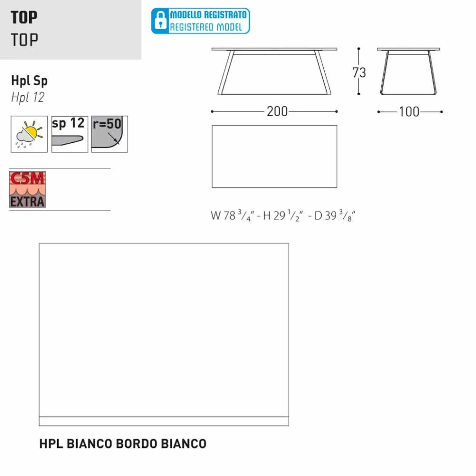 Varaschin Kolonaki Tabulka moderní zahrady v různých velikostech Viadurini