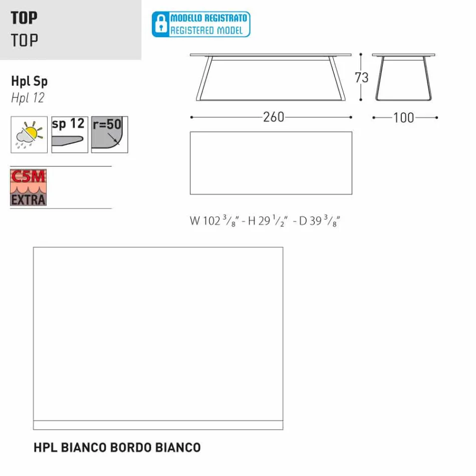 Varaschin Kolonaki Tabulka moderní zahrady v různých velikostech Viadurini