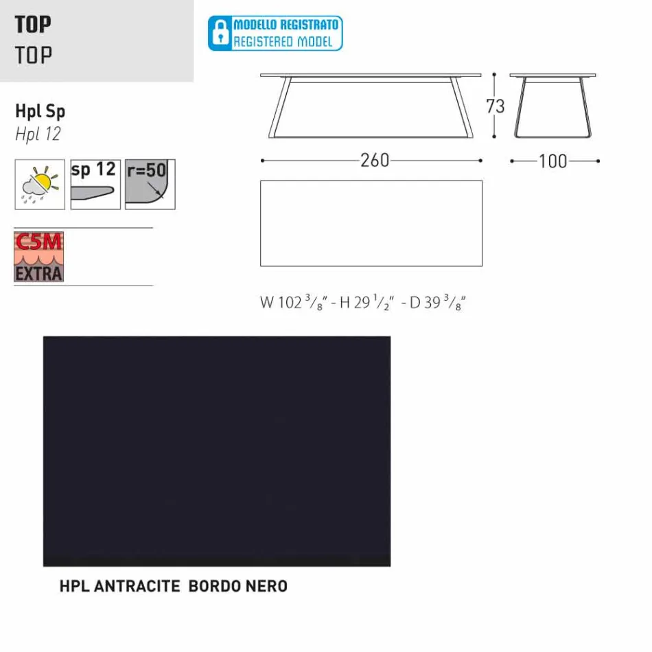 Varaschin Kolonaki Tabulka moderní zahrady v různých velikostech Viadurini