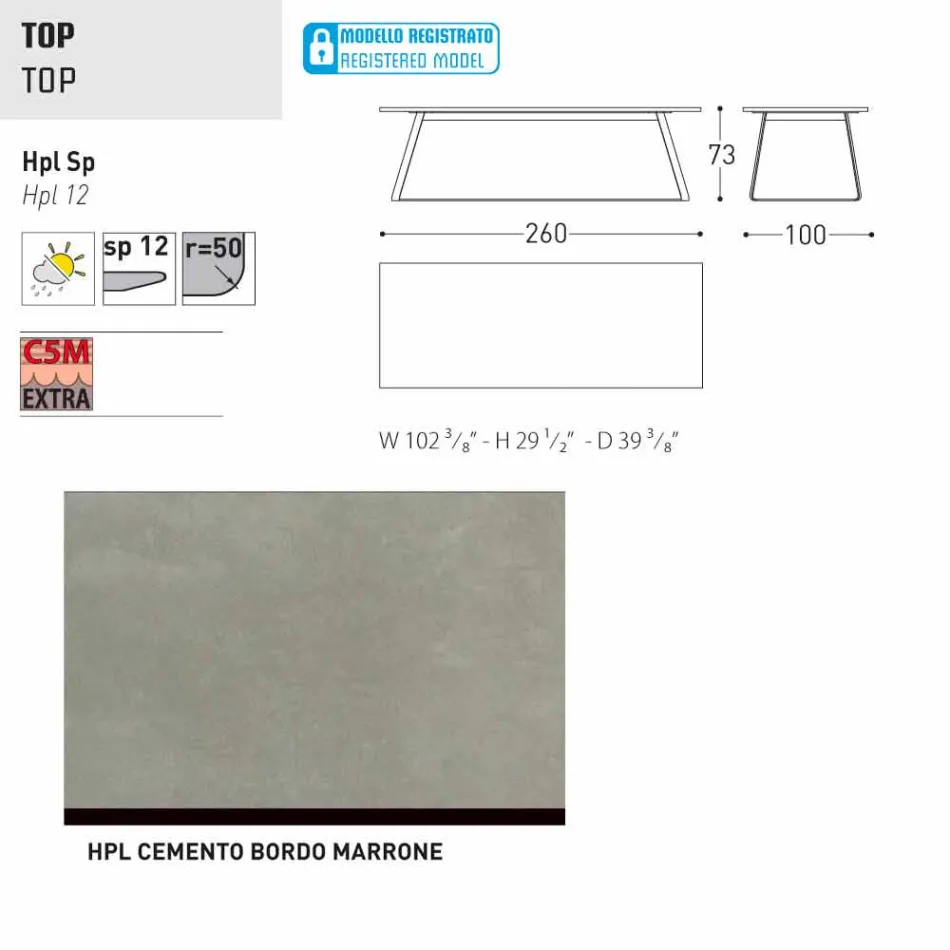 Varaschin Kolonaki Tabulka moderní zahrady v různých velikostech Viadurini