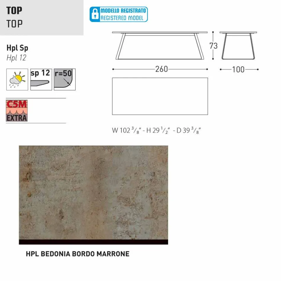 Varaschin Kolonaki Tabulka moderní zahrady v různých velikostech Viadurini