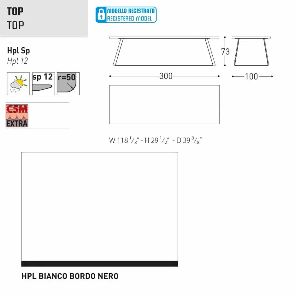 Varaschin Kolonaki Tabulka moderní zahrady v různých velikostech Viadurini