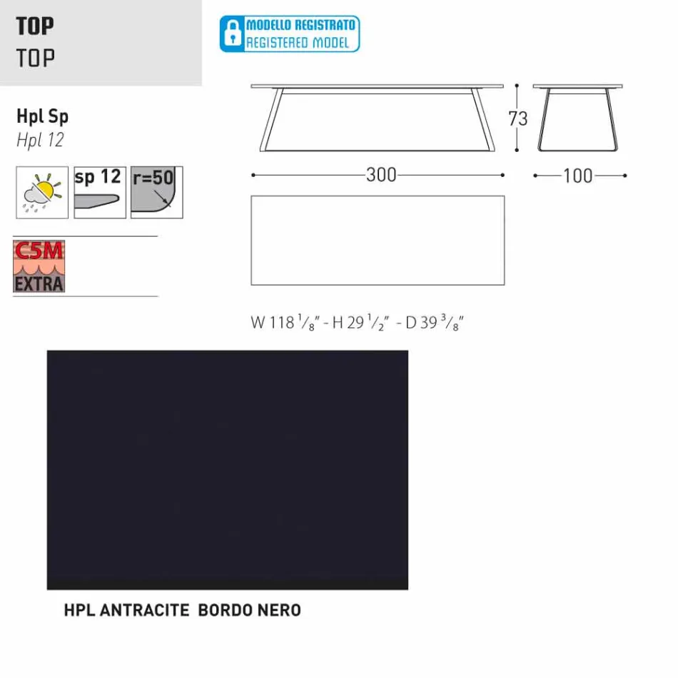 Varaschin Kolonaki Tabulka moderní zahrady v různých velikostech Viadurini