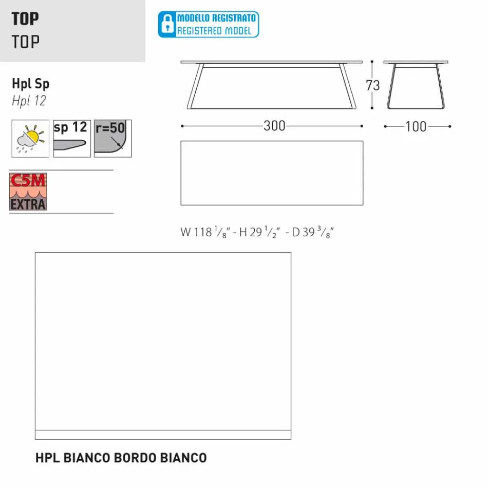 Varaschin Kolonaki Tabulka moderní zahrady v různých velikostech Viadurini