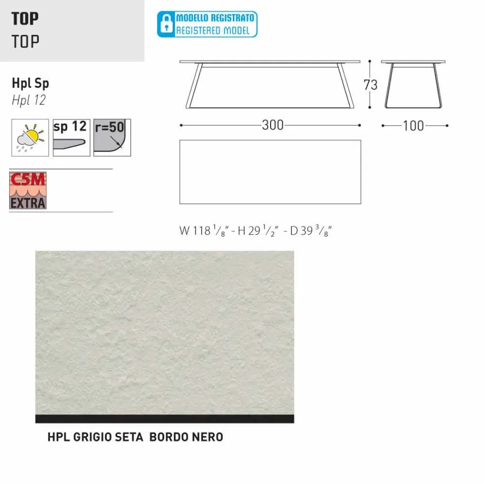 Varaschin Kolonaki Tabulka moderní zahrady v různých velikostech Viadurini