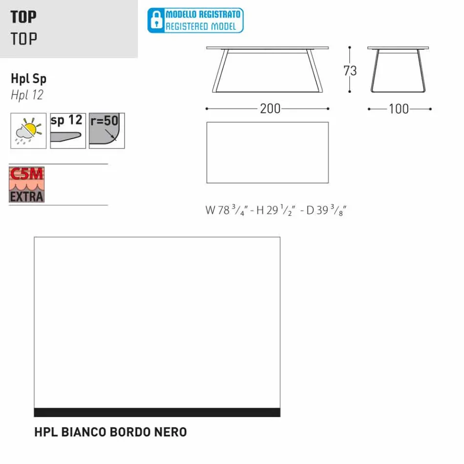 Varaschin Kolonaki Tabulka moderní zahrady v různých velikostech Viadurini