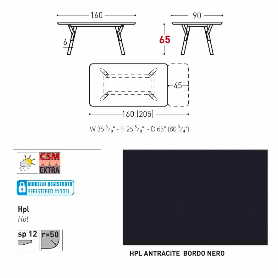 Varaschin Link tabulka zahradní stůl s teakového nohách, H65 cm Viadurini