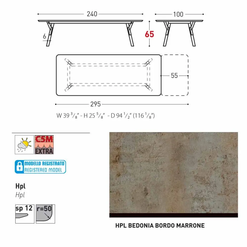 Varaschin Link tabulka zahradní stůl s teakového nohách, H65 cm Viadurini