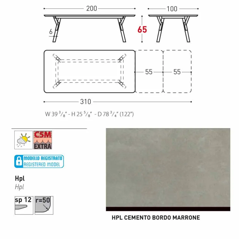 Varaschin Link tabulka H 65 cm zahradní rozšiřitelný až 350 cm Viadurini
