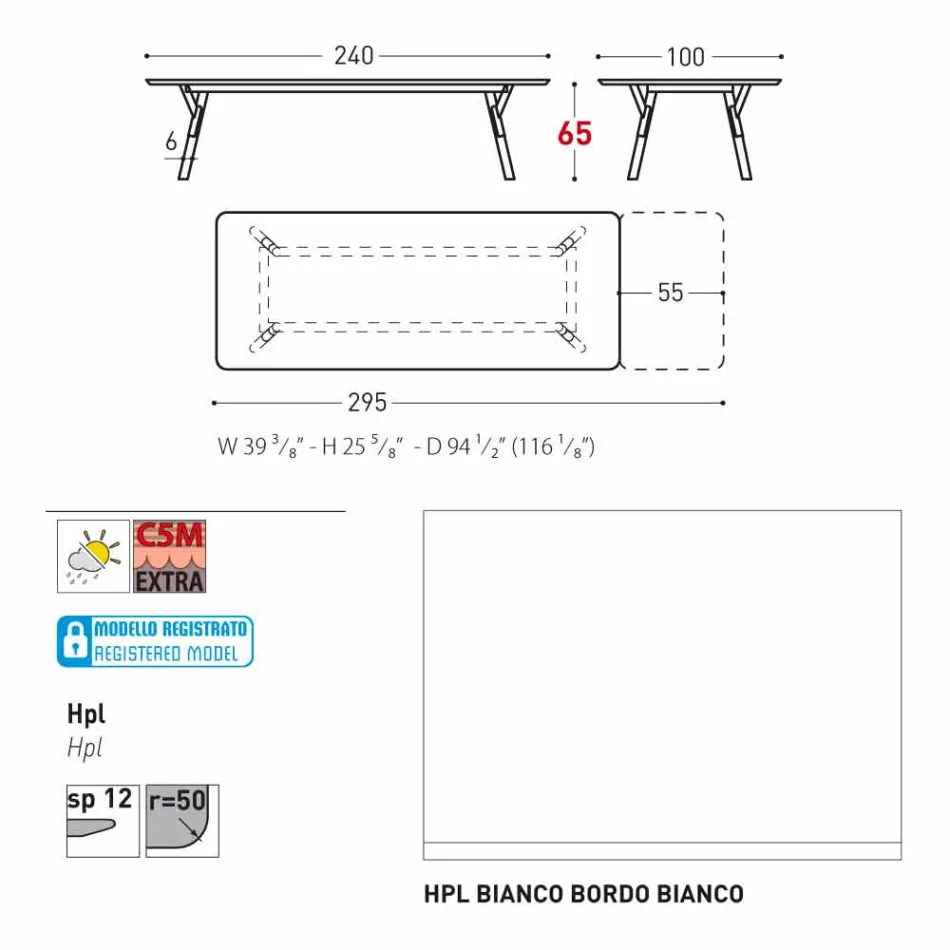 Varaschin Link tabulka H 65 cm zahradní rozšiřitelný až 350 cm Viadurini