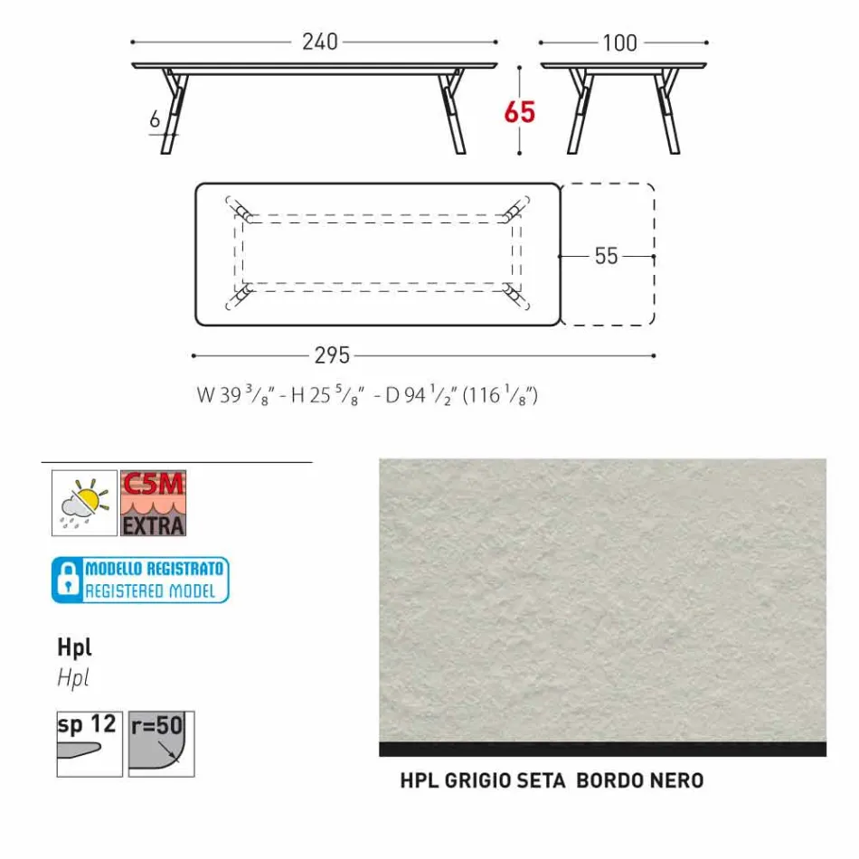 Varaschin Link tabulka H 65 cm zahradní rozšiřitelný až 350 cm Viadurini