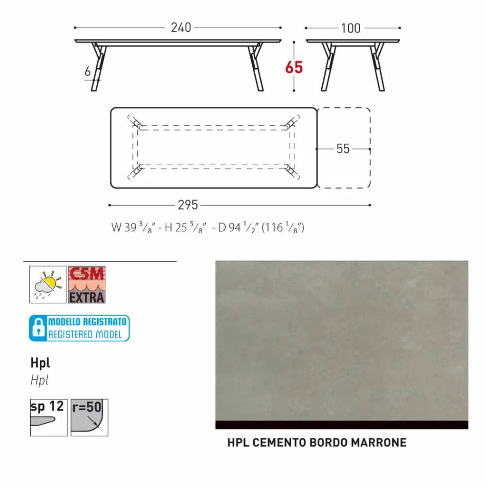Varaschin Link tabulka H 65 cm zahradní rozšiřitelný až 350 cm Viadurini