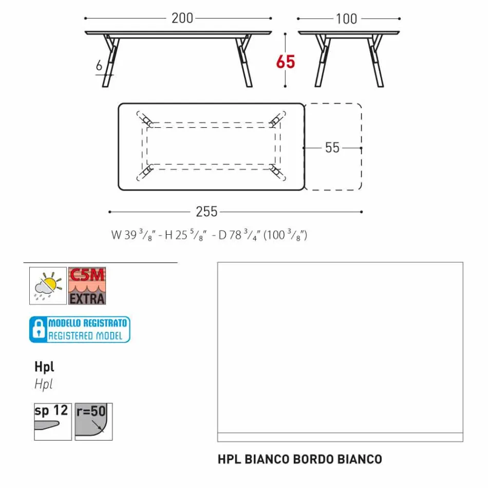 Varaschin Link tabulka H 65 cm zahradní rozšiřitelný až 350 cm Viadurini