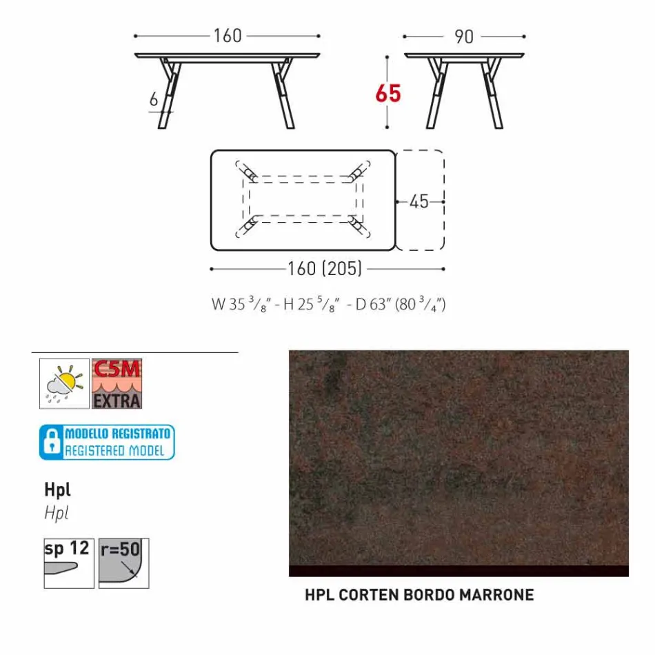 Varaschin Link tabulka H 65 cm zahradní rozšiřitelný až 350 cm Viadurini
