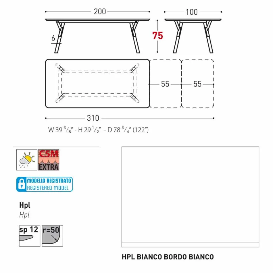 Varaschin Link zahrada prodloužení stůl s teakového nohách, H75 cm Viadurini
