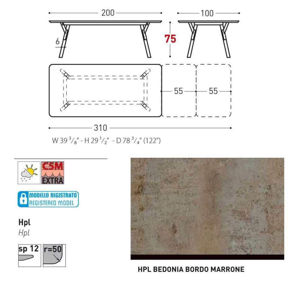 Varaschin Link zahrada prodloužení stůl s teakového nohách, H75 cm Viadurini