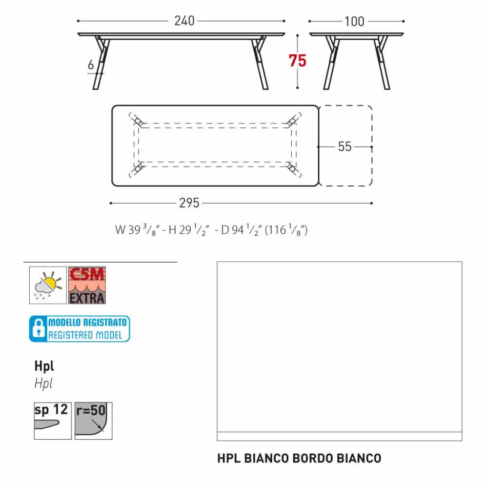 Varaschin Link zahrada prodloužení stůl s teakového nohách, H75 cm Viadurini