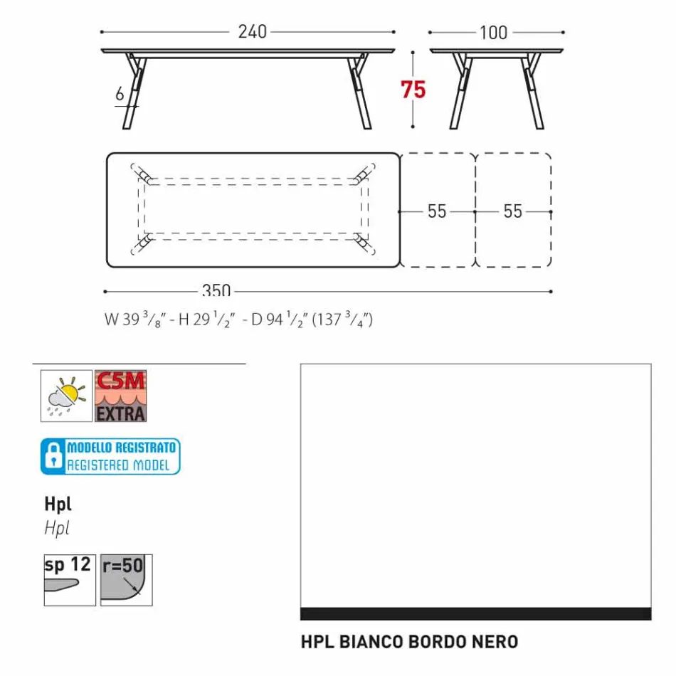 Varaschin Link zahrada prodloužení stůl s teakového nohách, H75 cm Viadurini