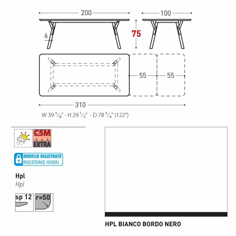 Varaschin Link zahrada prodloužení stůl s teakového nohách, H75 cm Viadurini