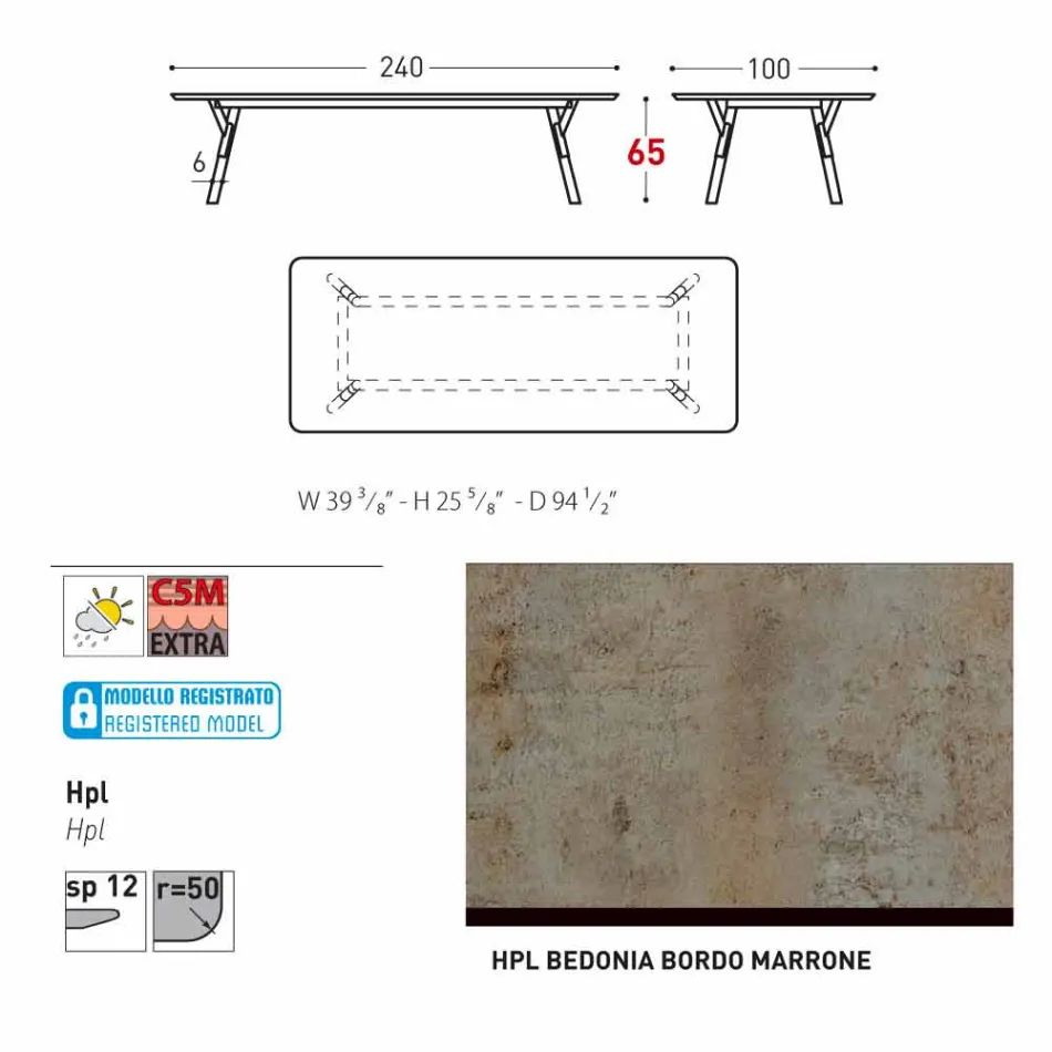 Varaschin Odkaz zahradní stůl s teakového dřeva nohou, H 65 cm Viadurini
