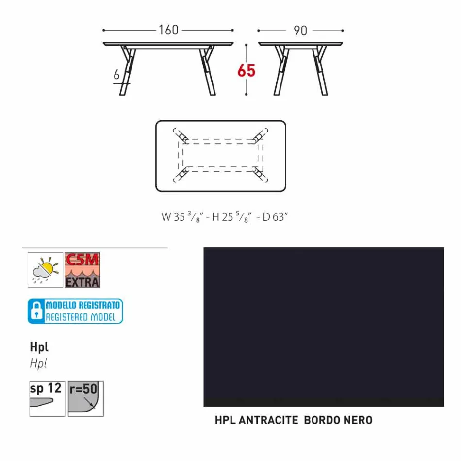 Varaschin Odkaz zahradní stůl s teakového dřeva nohou, H 75 cm Viadurini