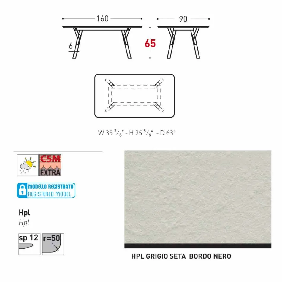 Varaschin Odkaz zahradní stůl s teakového dřeva nohou, H 75 cm Viadurini