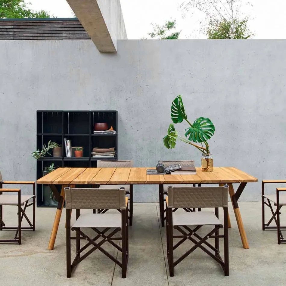 Varaschin Odkaz zahradní stůl s teakového dřeva nohou, H 75 cm Viadurini