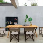 Varaschin Link teakového dřeva Zahradní jídelní stůl H 75 cm Viadurini