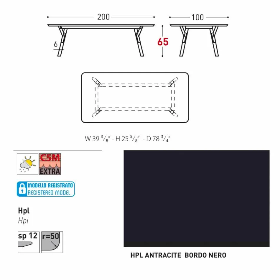 Varaschin Link Pevný jídelní stůl z vnější nebo vnitřní H 65 cm Viadurini